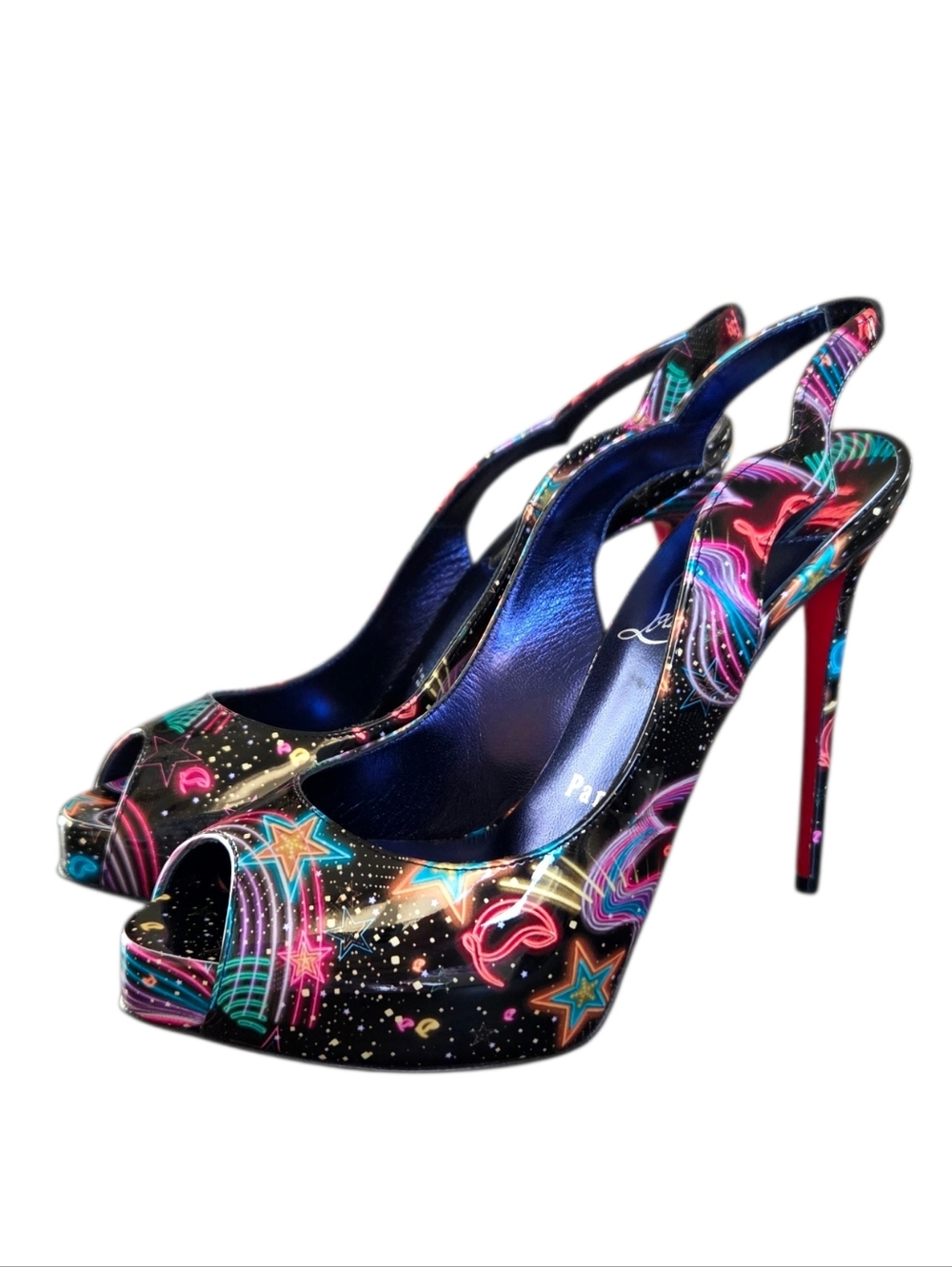 Christian Louboutin Hot Chick Sling Alta 120 Starlight Slingback Pumps 36.5 NWOT